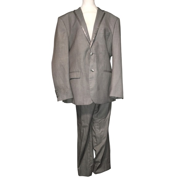 Vinci Philosophy Mens Grey Suit 48R Jacket Pants FormalBusiness SEE Last Pic